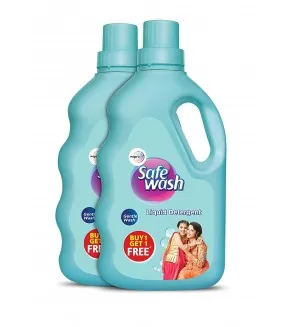 SAFE WASH GENTLE WASH LIQUID - LIQUID DETERGENT , 1 LITER (BUY 1 GET 1 FREE)